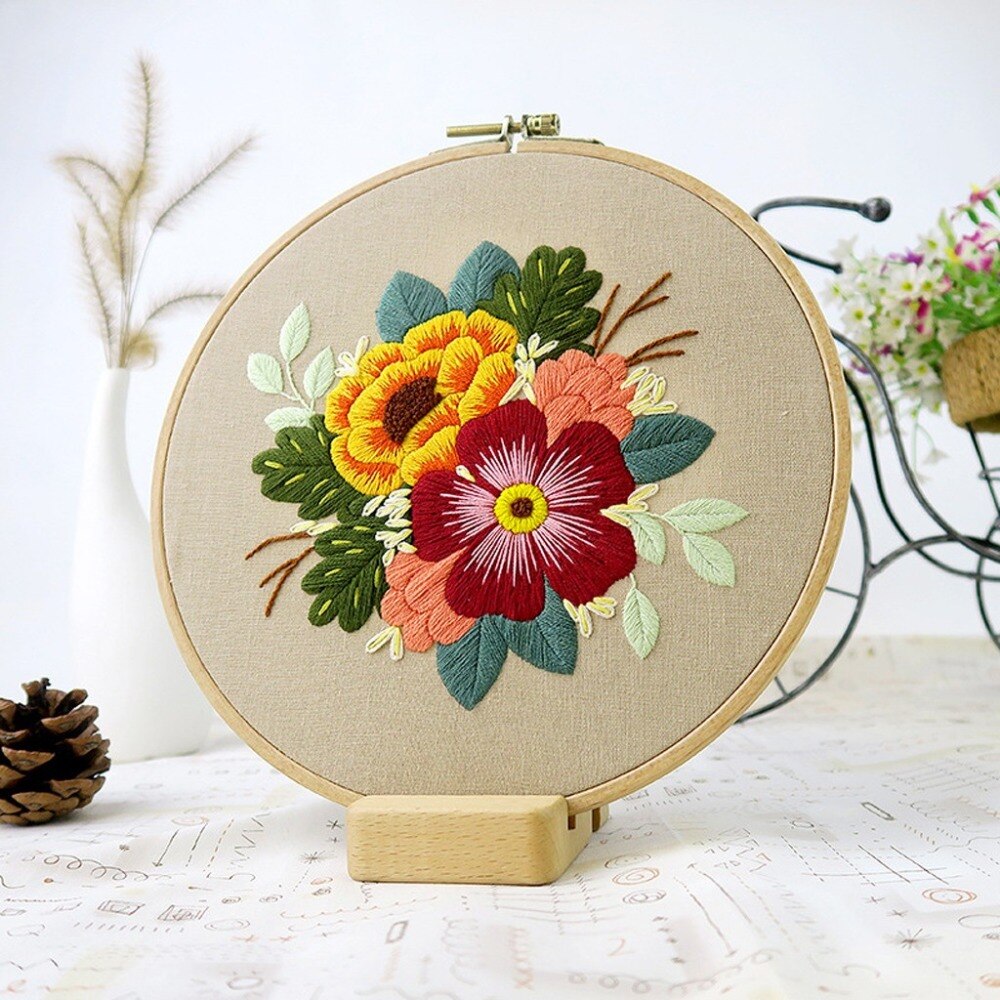 DIY Embroidery Starter Kit with Plant Flower